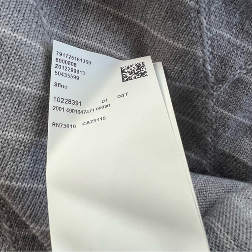 HUGO Hugo Boss Men’s Sfino Gray Virgin Wool Diamond Striped Pullover Sweater NWT - Picture 8 of 8